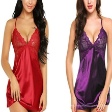 Wholesale Latest Design Lace Fashion Sexy Reflective Onesies Pajamas Nightwear Women Sleepwear Short Dress Pajamas